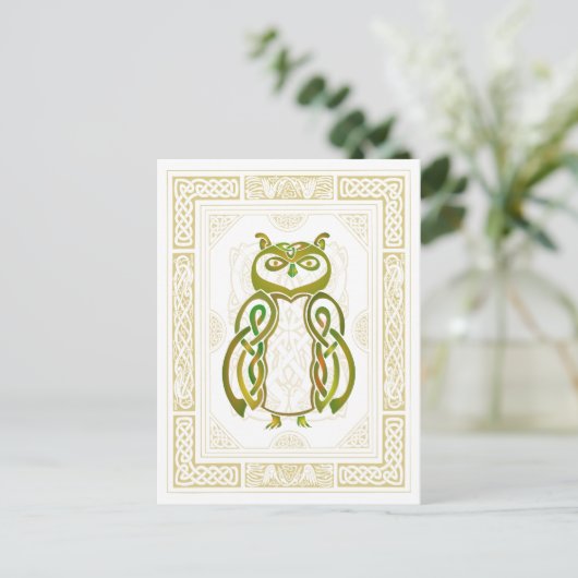 Celtic Owl Briefkaart (Staand voorkant)