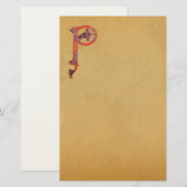 CELTIC P MONOGRAM PARCHCHMENT, vilt Briefpapier (Voorkant / Achterkant)