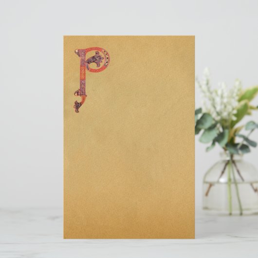 CELTIC P MONOGRAM PARCHCHMENT, vilt Briefpapier (Staand voorkant)