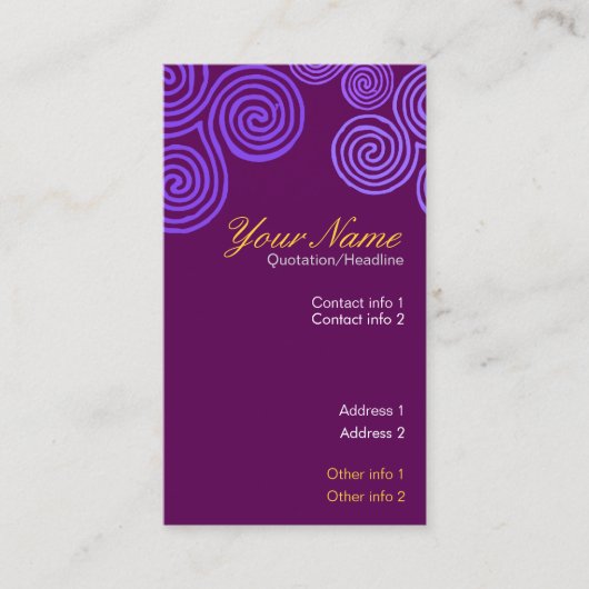 Celtic Paars Swirl Visitekaartje (Voorkant)