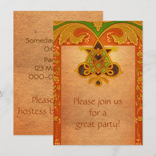 Celtic Parchment Style Uitnodiging (Voorkant / Achterkant)