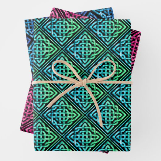 Celtic Pattern 3 Colors Wrapping Paper Set (In situ)
