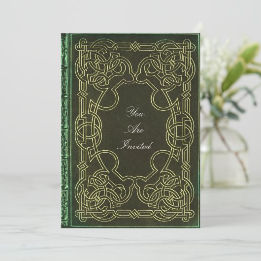 Celtic Pattern Wedding Invitations Kaart (Staand voorkant)