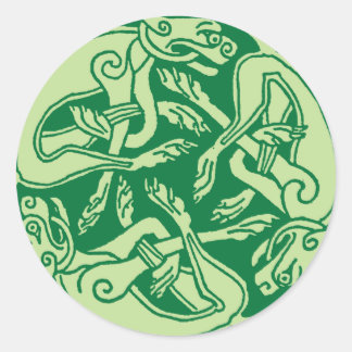 Celtic pattern with dogs - green ronde sticker