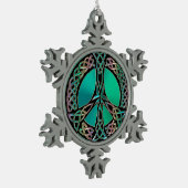 Celtic Peace - Keltische Knot Peace Sign Tin Sneeuwvlok Ornament (Links)