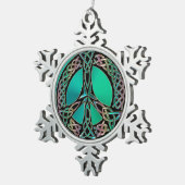 Celtic Peace - Keltische Knot Peace Sign Tin Sneeuwvlok Ornament (Rechts)