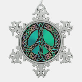 Celtic Peace - Keltische Knot Peace Sign Tin Sneeuwvlok Ornament
