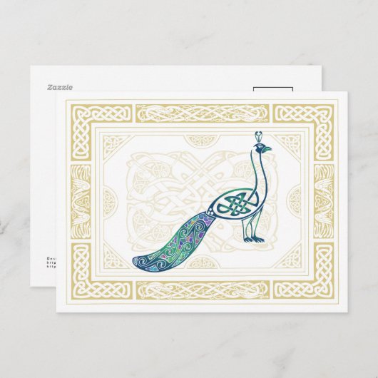 Celtic Peacock Briefkaart (Voorkant / Achterkant)