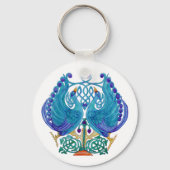 Celtic Peacocks Classic Button Sleutelhanger (Voorkant)