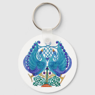 Celtic Peacocks Classic Button Sleutelhanger