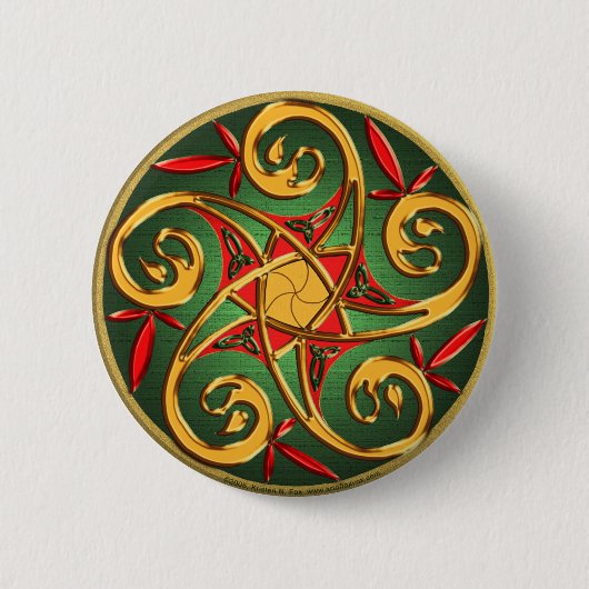 Celtic Pentacle Spiral Ronde Button 5,7 Cm (Voorkant)