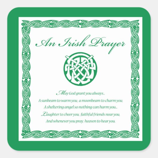 Celtic Prayer St. Patrick's Day Vierkante Sticker (Voorkant)