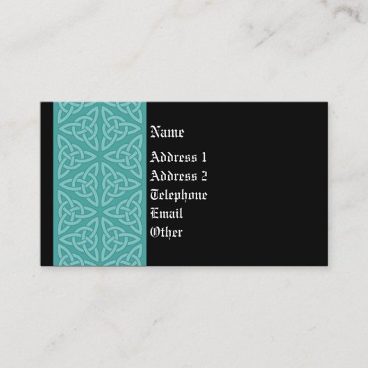 Celtic Profile Card - Cool Minty Green en Black Visitekaartje (Voorkant)