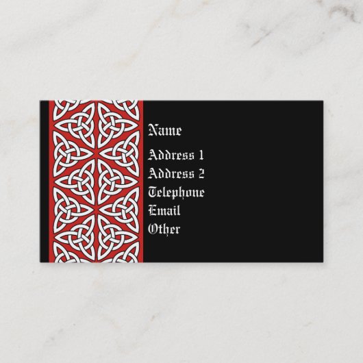 Celtic Profile Card - rood, zwart en wit Visitekaartje (Voorkant)