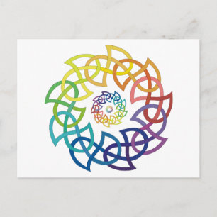 Celtic Rainbow Knotwork Rings Briefkaart