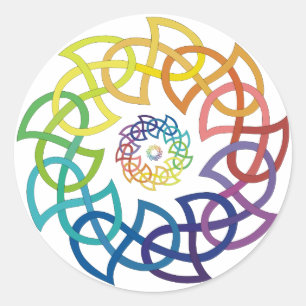 Celtic Rainbow Knotwork Rings Ronde Sticker