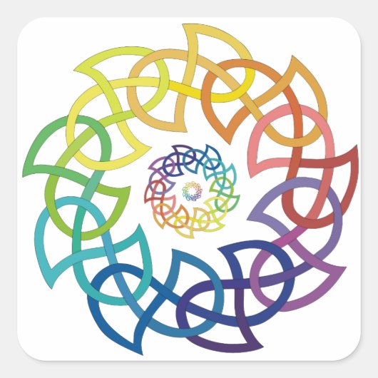 Celtic Rainbow Knotwork Rings Vierkante Sticker (Voorkant)