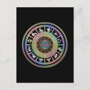 Celtic Rainbow Zodiac Mandala Briefkaart