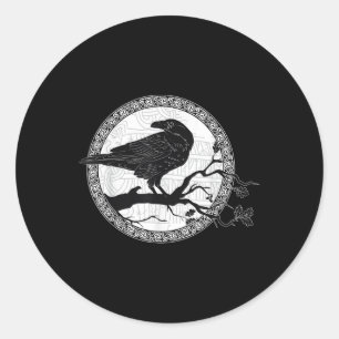 Celtic Raven Viking Wisdom Tattoo Art Ronde Sticker