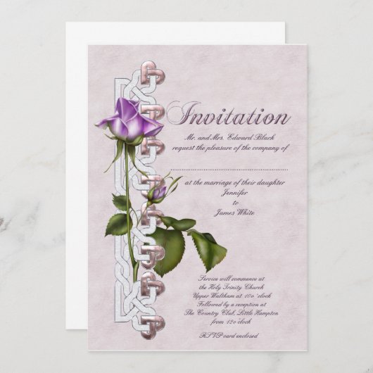 Celtic Roos Wedding Kaart (Voorkant / Achterkant)