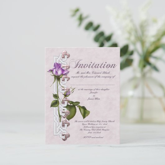 Celtic Roos Wedding Kaart (Staand voorkant)