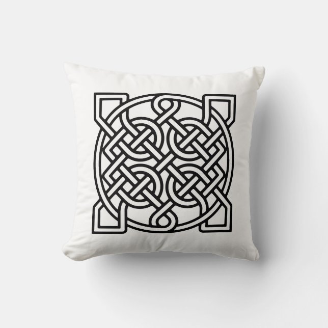 Celtic Sailor's Knot, Black op een witte achtergro Kussen (Voorkant)
