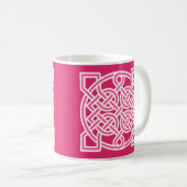 Celtic Sailor's Knot, Fuchsia Pink and White Koffiemok (Voorkant rechts)