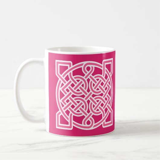Celtic Sailor's Knot, Fuchsia Pink and White Koffiemok (Links)