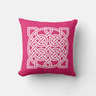 Celtic Sailor's Knot, Fuchsia Pink and White Kussen