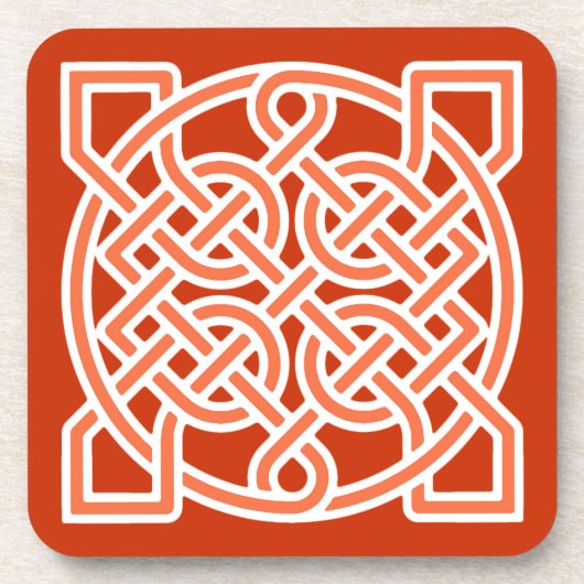 Celtic Sailor's Knot, Mandarin Oranje en White Drankjes Onderzetter (Voorkant)