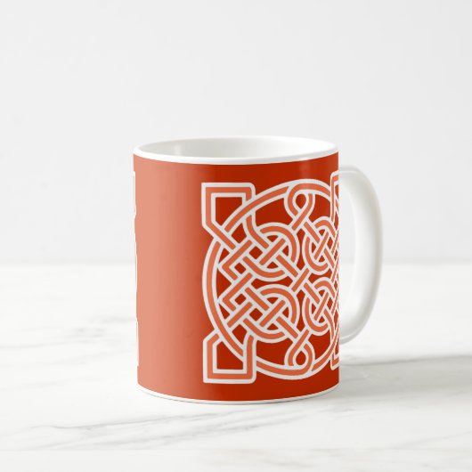 Celtic Sailor's Knot, Mandarin Oranje en White Koffiemok (Voorkant rechts)