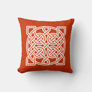 Celtic Sailor's Knot, Mandarin Oranje en White Kussen