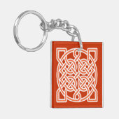 Celtic Sailor's Knot, Mandarin Oranje en White Sleutelhanger (Voorkant Links)