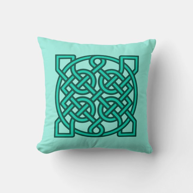 Celtic Sailor's Knot, Turquoise, Aqua en Blauwgroe Kussen (Voorkant)