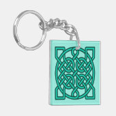 Celtic Sailor's Knot, Turquoise, Aqua en Blauwgroe Sleutelhanger (Voorkant Links)