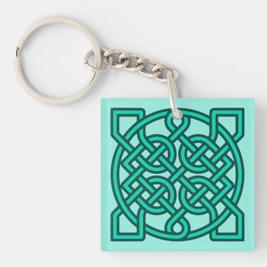 Celtic Sailor's Knot, Turquoise, Aqua en Blauwgroe Sleutelhanger (Voorkant)