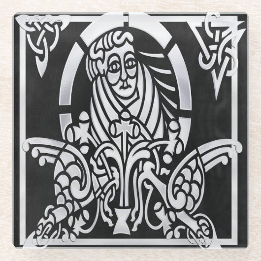 Celtic Saint Chrome Glazen Onderzetter (Voorkant)