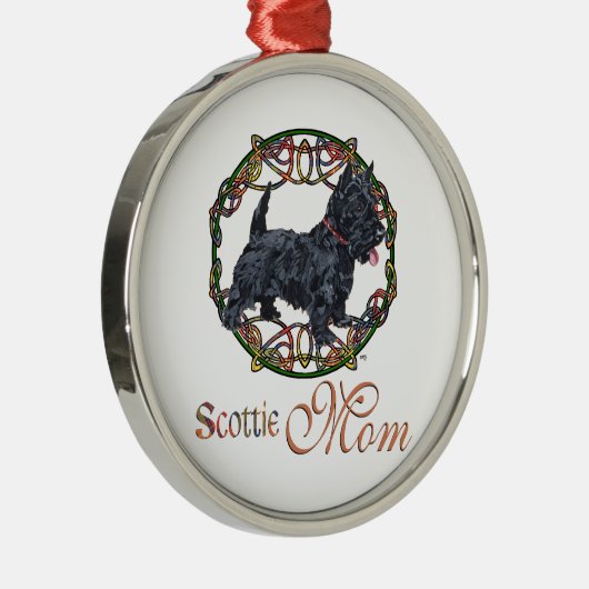 Celtic Scottish Terrier Moeder Metalen Ornament (Rechts)