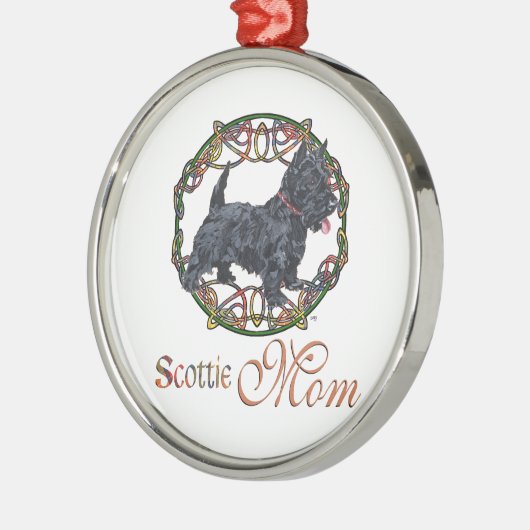 Celtic Scottish Terrier Moeder Metalen Ornament (Links)