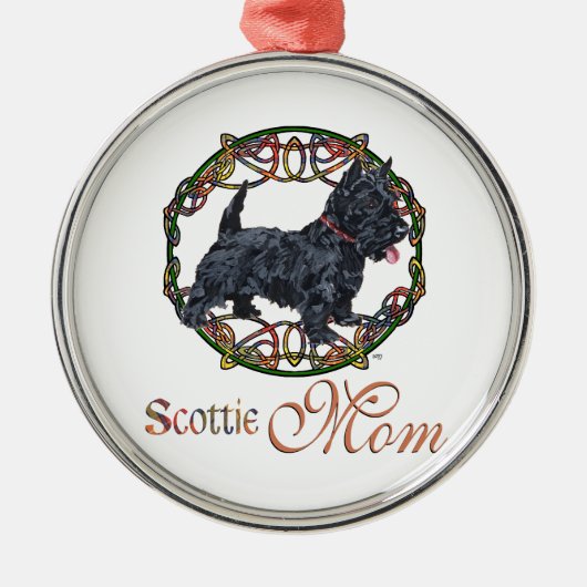 Celtic Scottish Terrier Moeder Metalen Ornament (Voorkant)