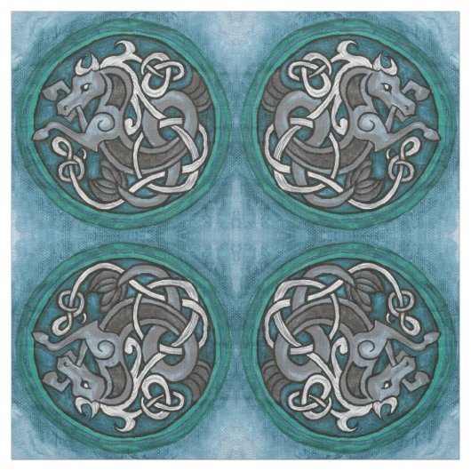 Celtic Seahorse Pattern Stof (Swatch)