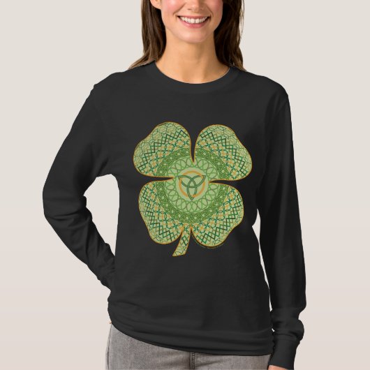 Celtic Shamrock Dames Donkere T-shirt (Voorkant)
