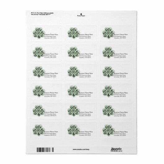 Celtic Shamrock Design 2 Adresetiketten 1 Etiket (Full Sheet)