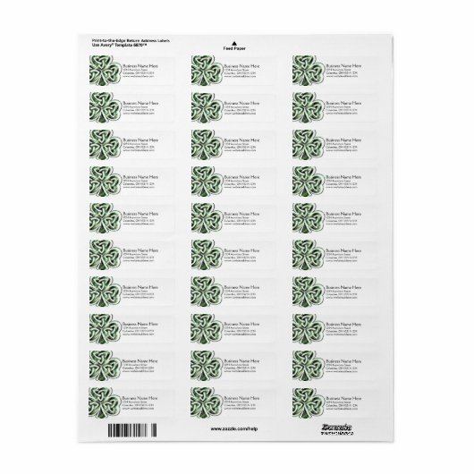 Celtic Shamrock Design 2 retouradreslabels Etiket (Full Sheet)