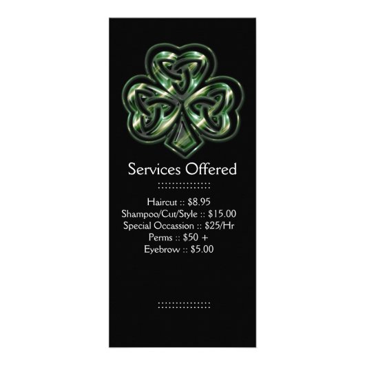 Celtic Shamrock Design 2 Services-rackkaart Reclamekaart (Voorkant)