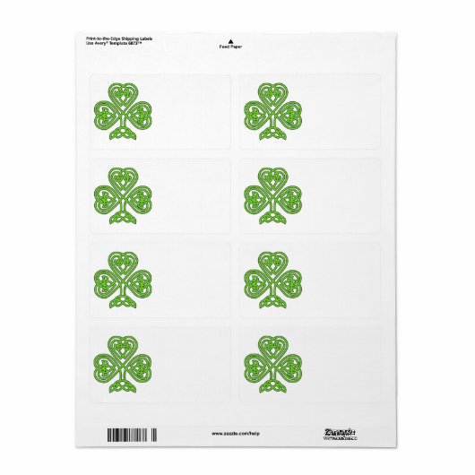 Celtic Shamrock Design Etiket (Full Sheet)