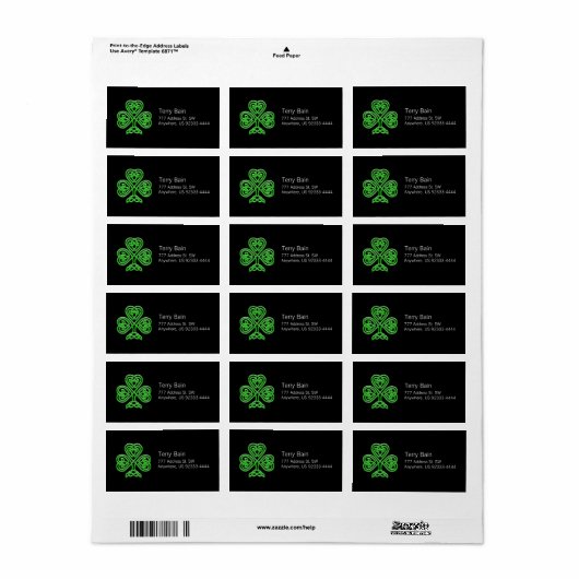 Celtic Shamrock Etiket (Full Sheet)