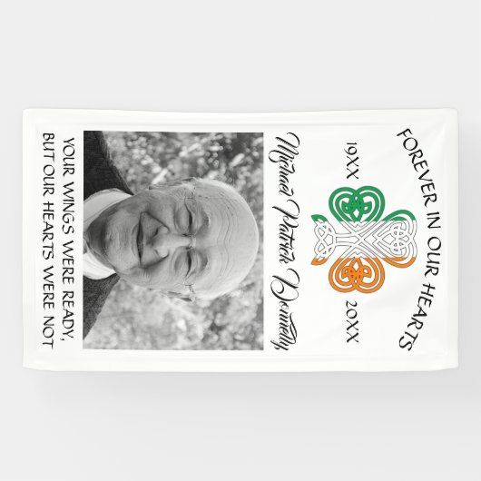 Celtic Shamrock Funeral Memorial Spandoek (Horizontaal)
