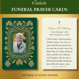 Celtic Shamrock Gold Funeral Memorial Prayer Kaart