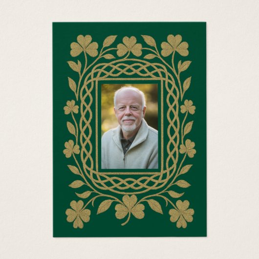 Celtic Shamrock Gold Funeral Memorial Prayer Kaart (Voorkant)